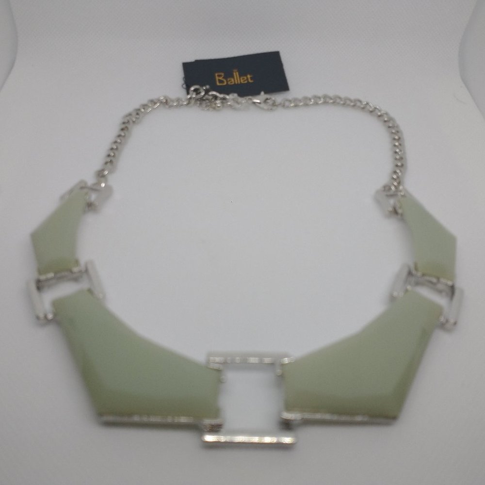 Silver-Tone Necklace with Lime Resin Pendants